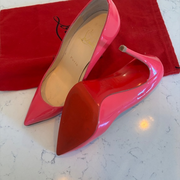 💖 Christian Louboutin Pigalle Follies 100mm Hot Pink Patent Heels (Size 37) - Picture 3 of 3